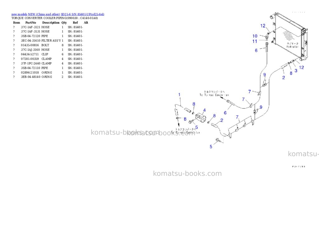 Komatsu SD25-6 S/N 85601-UP Parts catalog cover Page 9