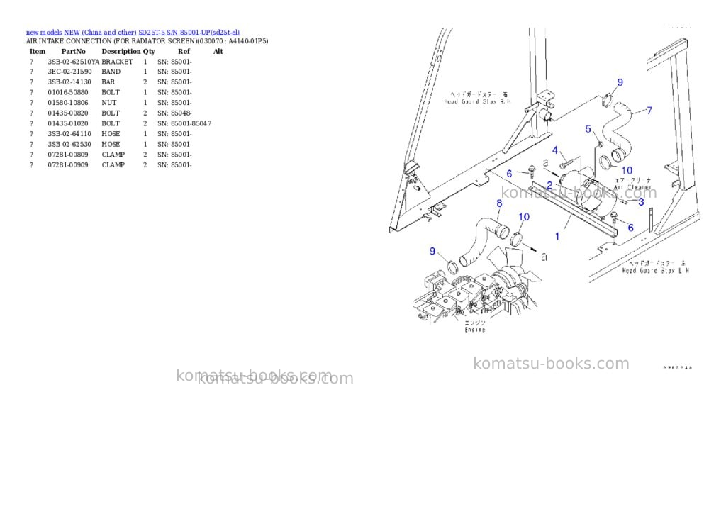 Komatsu SD25T-5 S/N 85001-UP Parts catalog cover Page 6 Komatsu SD25T-5 S/N 85001-UP Parts catalog cover Page 6