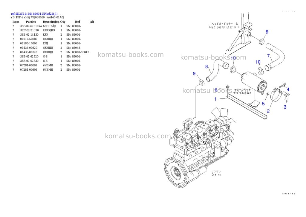 Komatsu sd25t-5 s/n 85001-up Parts catalog cover Page 2 Komatsu sd25t-5 s/n 85001-up Parts catalog cover Page 2