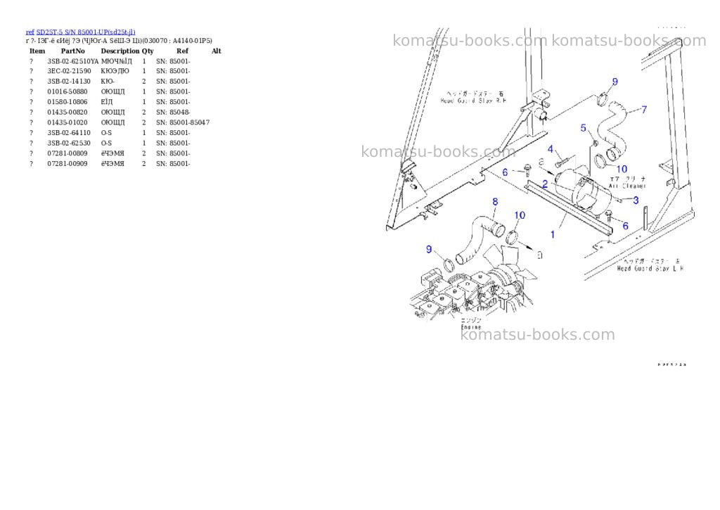 Komatsu sd25t-5 s/n 85001-up Parts catalog cover Page 6 Komatsu sd25t-5 s/n 85001-up Parts catalog cover Page 6