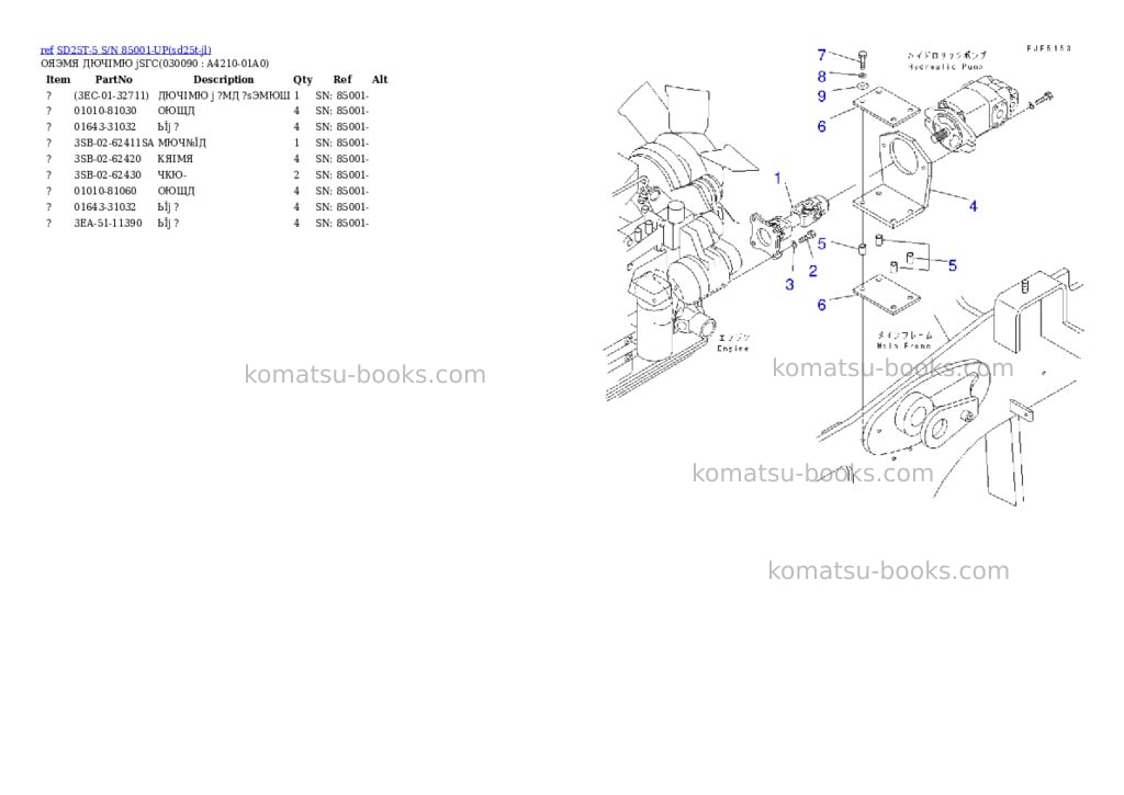 Komatsu sd25t-5 s/n 85001-up Parts catalog cover Page 8 Komatsu sd25t-5 s/n 85001-up Parts catalog cover Page 8