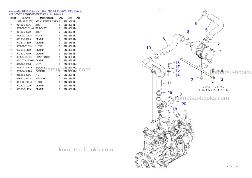 Komatsu SD30-6 S/N 85601-UP Parts catalog cover Page 2