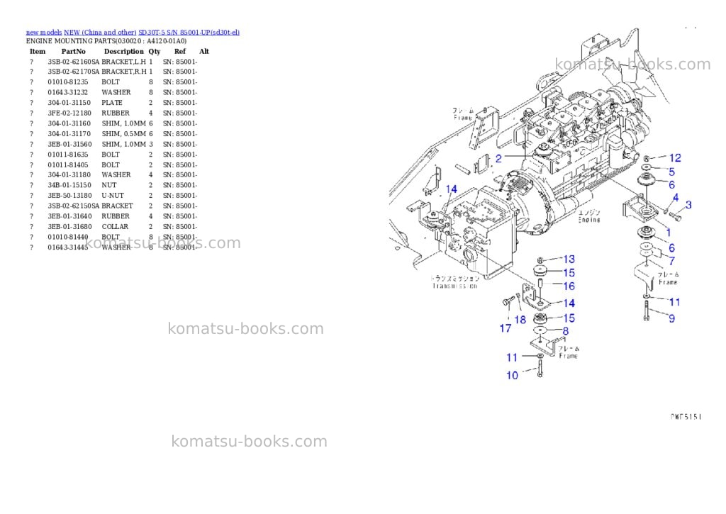 Komatsu SD30T-5 S/N 85001-UP Parts catalog cover Komatsu SD30T-5 S/N 85001-UP Parts catalog cover