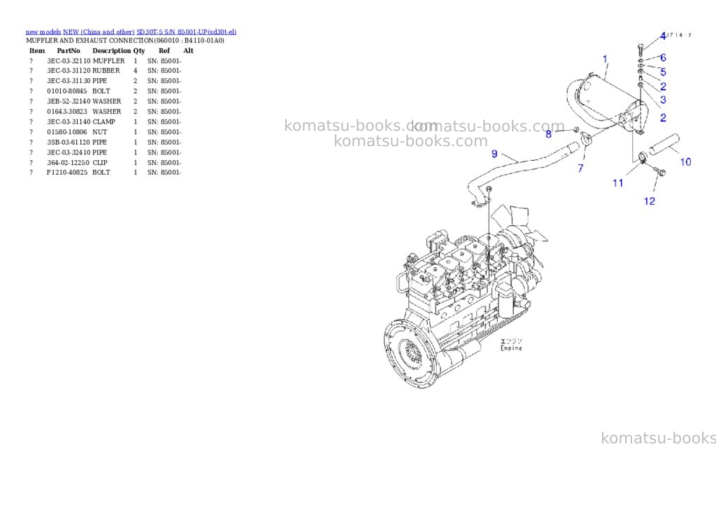 Komatsu SD30T-5 S/N 85001-UP Parts catalog cover Page 10 Komatsu SD30T-5 S/N 85001-UP Parts catalog cover Page 10