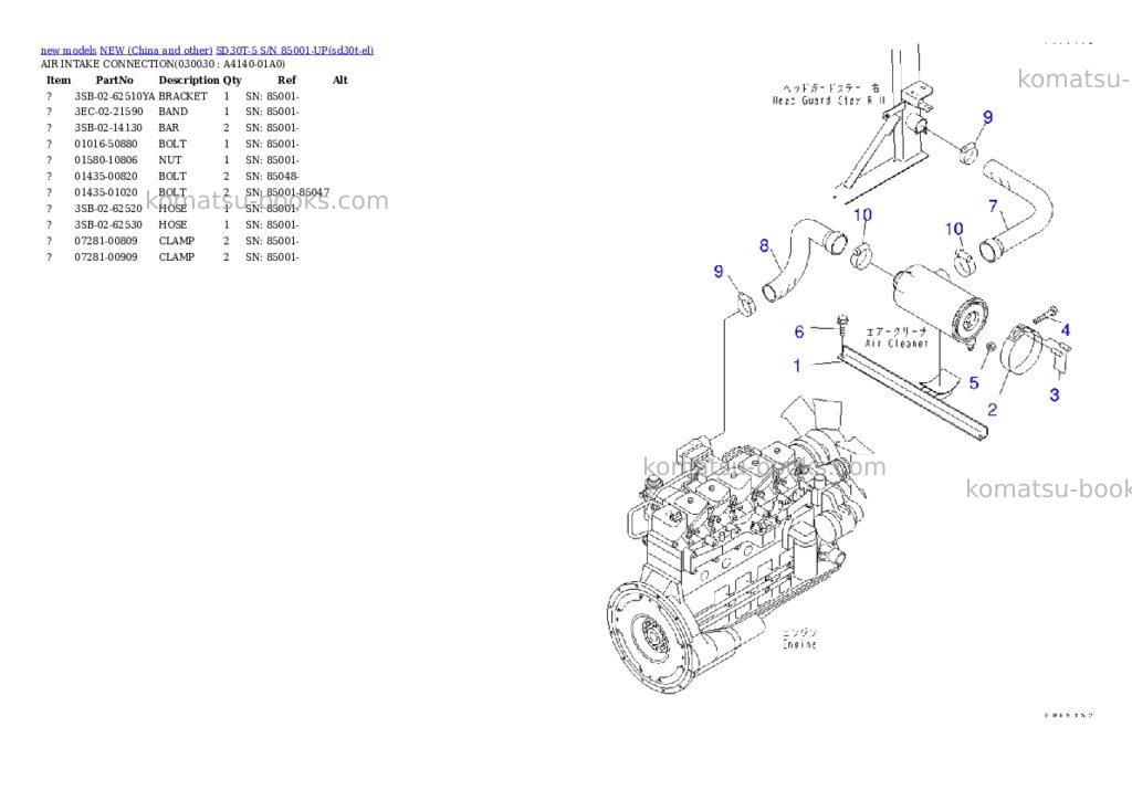 Komatsu SD30T-5 S/N 85001-UP Parts catalog cover Page 2 Komatsu SD30T-5 S/N 85001-UP Parts catalog cover Page 2