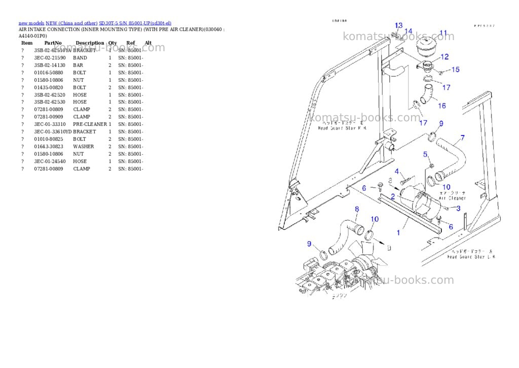 Komatsu SD30T-5 S/N 85001-UP Parts catalog cover Page 3 Komatsu SD30T-5 S/N 85001-UP Parts catalog cover Page 3