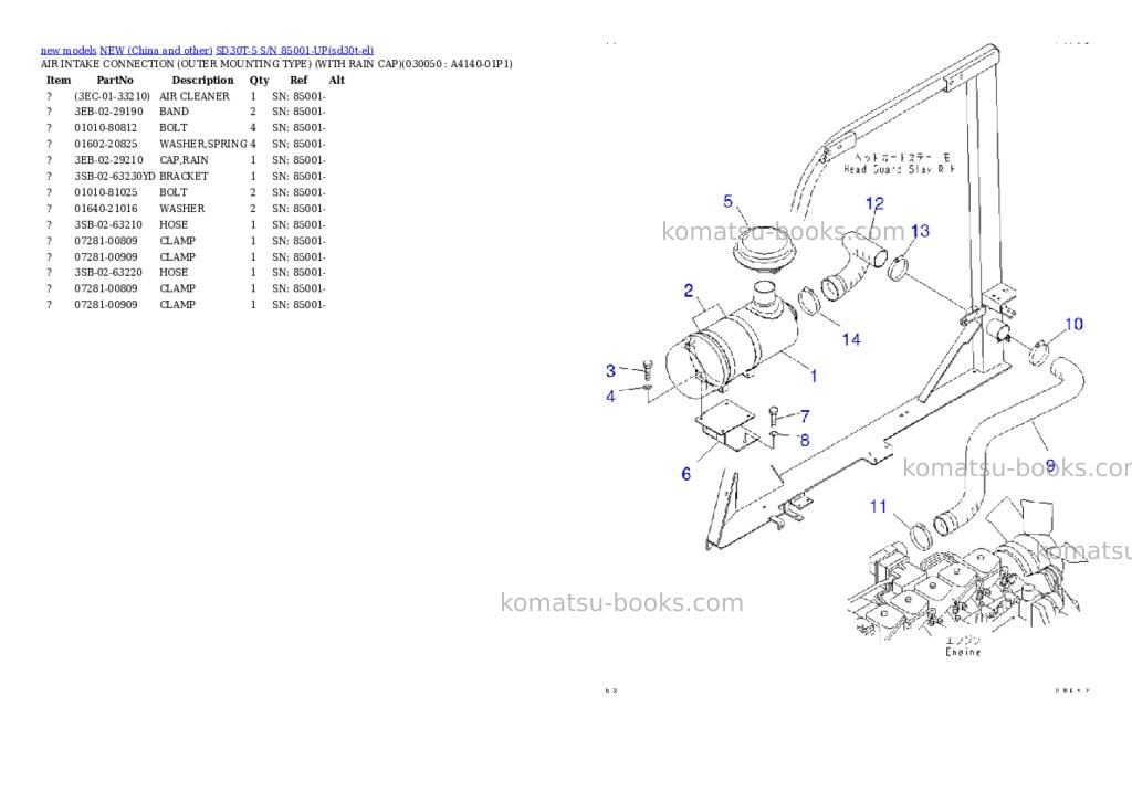 Komatsu SD30T-5 S/N 85001-UP Parts catalog cover Page 4 Komatsu SD30T-5 S/N 85001-UP Parts catalog cover Page 4