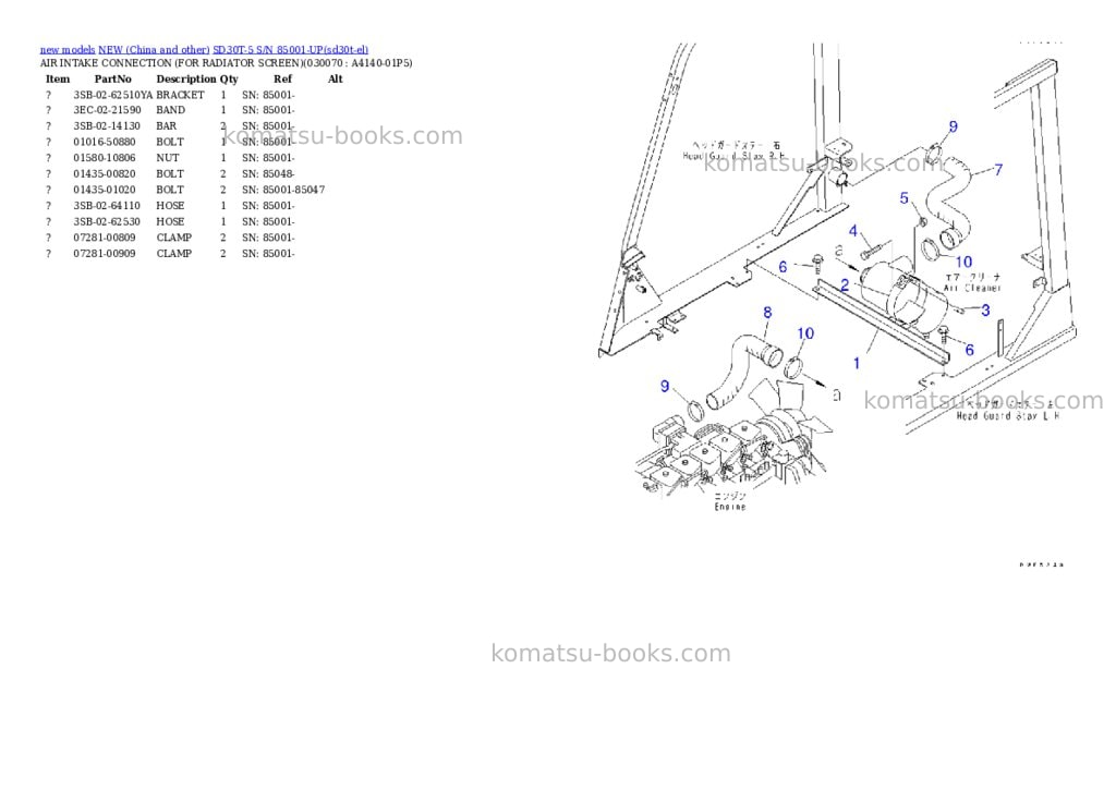 Komatsu SD30T-5 S/N 85001-UP Parts catalog cover Page 6 Komatsu SD30T-5 S/N 85001-UP Parts catalog cover Page 6