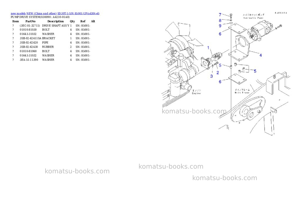 Komatsu SD30T-5 S/N 85001-UP Parts catalog cover Page 8 Komatsu SD30T-5 S/N 85001-UP Parts catalog cover Page 8