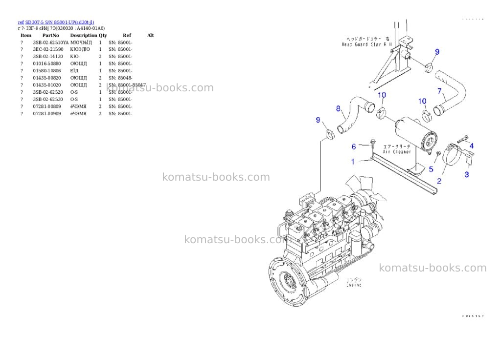 Komatsu sd30t-5 s/n 85001-up Parts catalog cover Page 2 Komatsu sd30t-5 s/n 85001-up Parts catalog cover Page 2