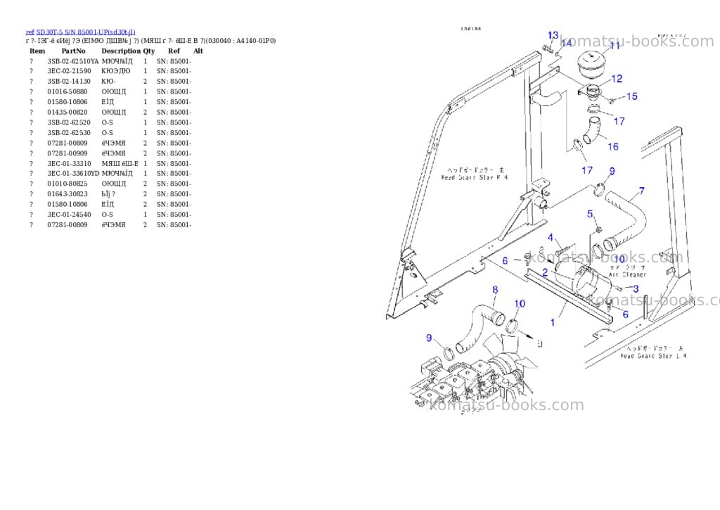 Komatsu sd30t-5 s/n 85001-up Parts catalog cover Page 3 Komatsu sd30t-5 s/n 85001-up Parts catalog cover Page 3