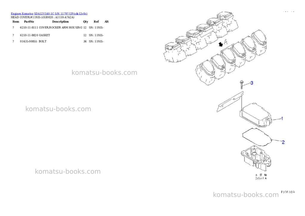 Komatsu sda12v140-1c s/n 11797-up Parts catalog cover Komatsu sda12v140-1c s/n 11797-up Parts catalog cover