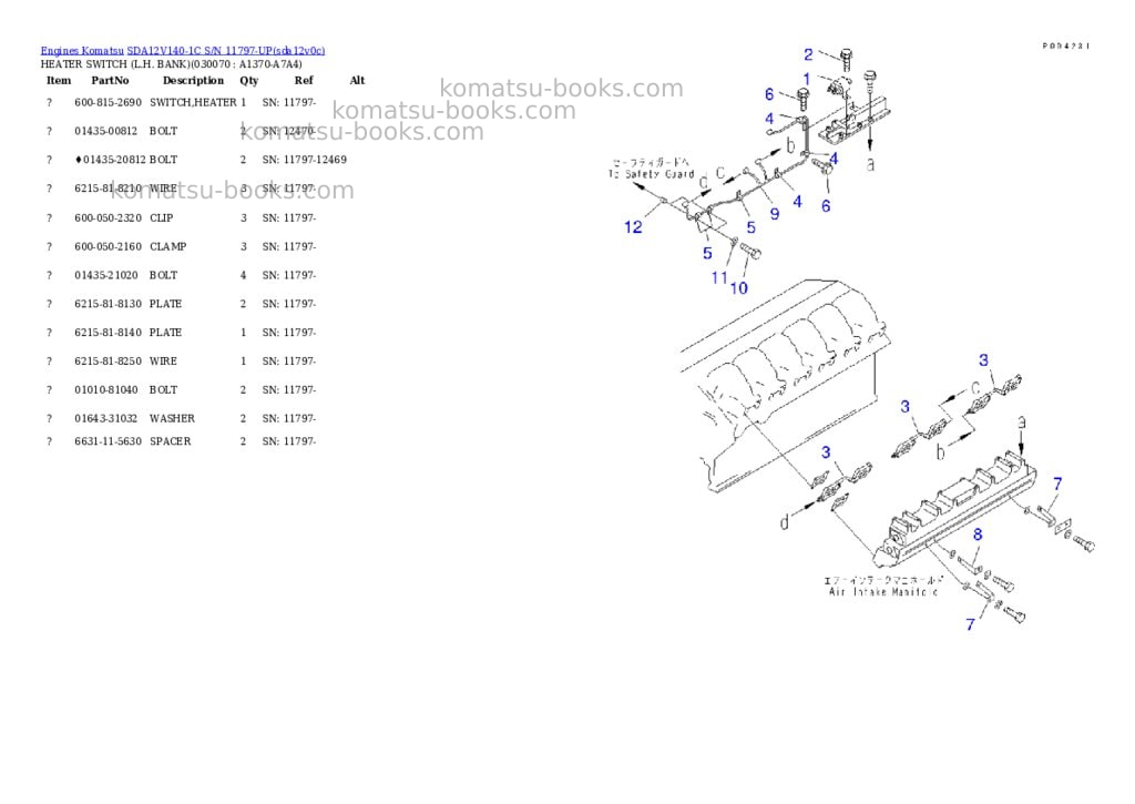 Komatsu sda12v140-1c s/n 11797-up Parts catalog cover Page 7 Komatsu sda12v140-1c s/n 11797-up Parts catalog cover Page 7