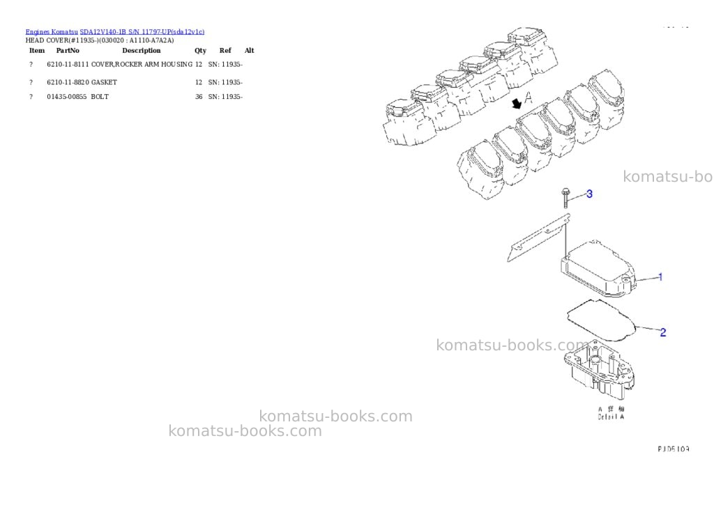 Komatsu sda12v140-1b s/n 11797-up Parts catalog cover Komatsu sda12v140-1b s/n 11797-up Parts catalog cover