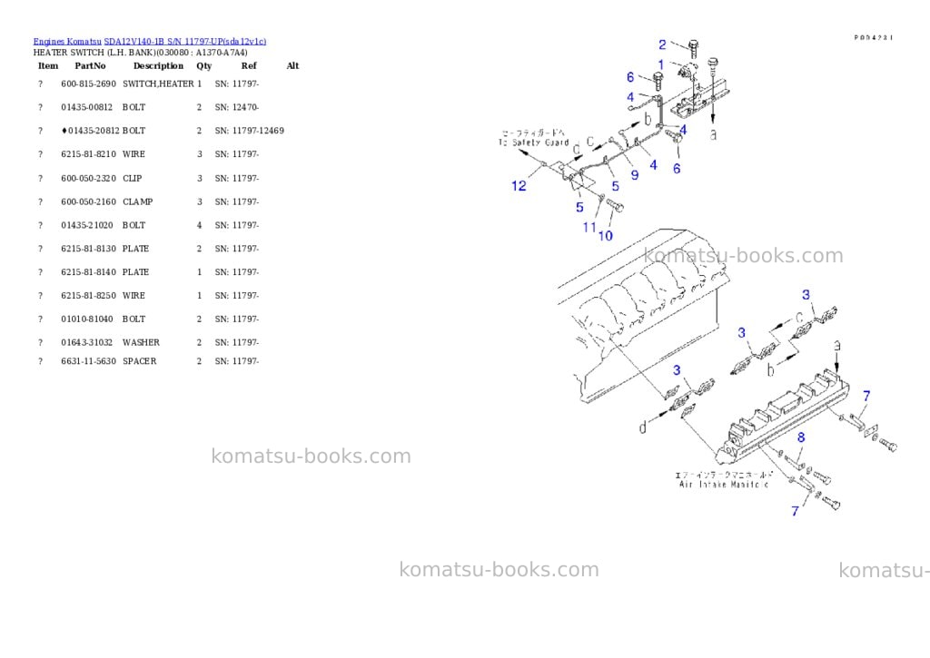 Komatsu sda12v140-1b s/n 11797-up Parts catalog cover Page 7 Komatsu sda12v140-1b s/n 11797-up Parts catalog cover Page 7