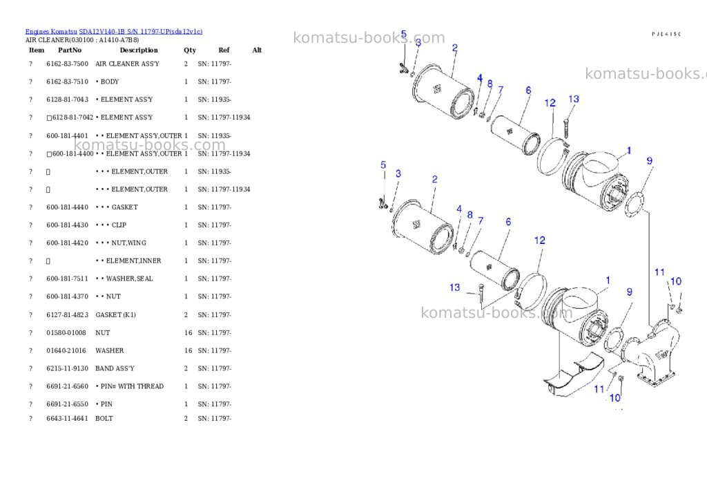 Komatsu sda12v140-1b s/n 11797-up Parts catalog cover Page 9 Komatsu sda12v140-1b s/n 11797-up Parts catalog cover Page 9