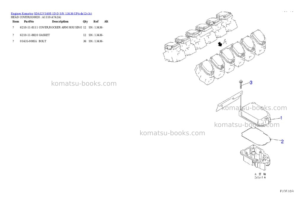 Komatsu sda12v140e-1d-d s/n 13436-up Parts catalog cover Komatsu sda12v140e-1d-d s/n 13436-up Parts catalog cover