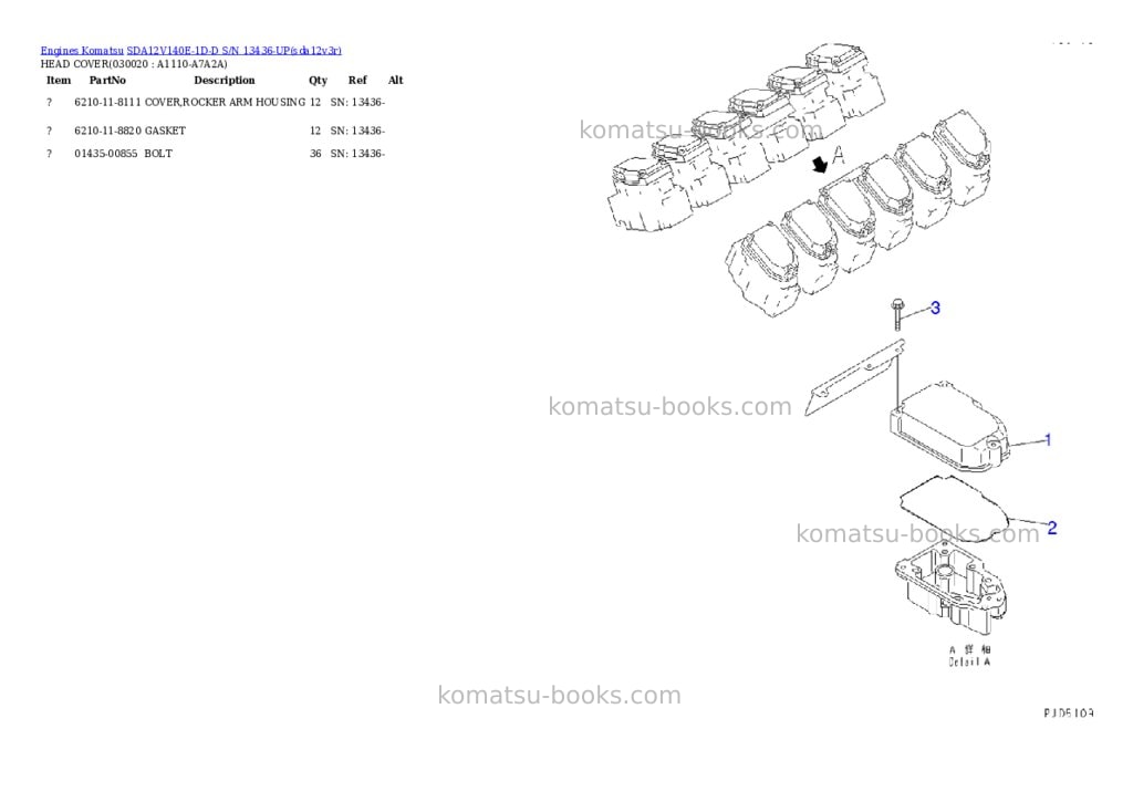 Komatsu SDA12V140E-1D-D S/N 13436-UP Parts catalog cover Komatsu SDA12V140E-1D-D S/N 13436-UP Parts catalog cover