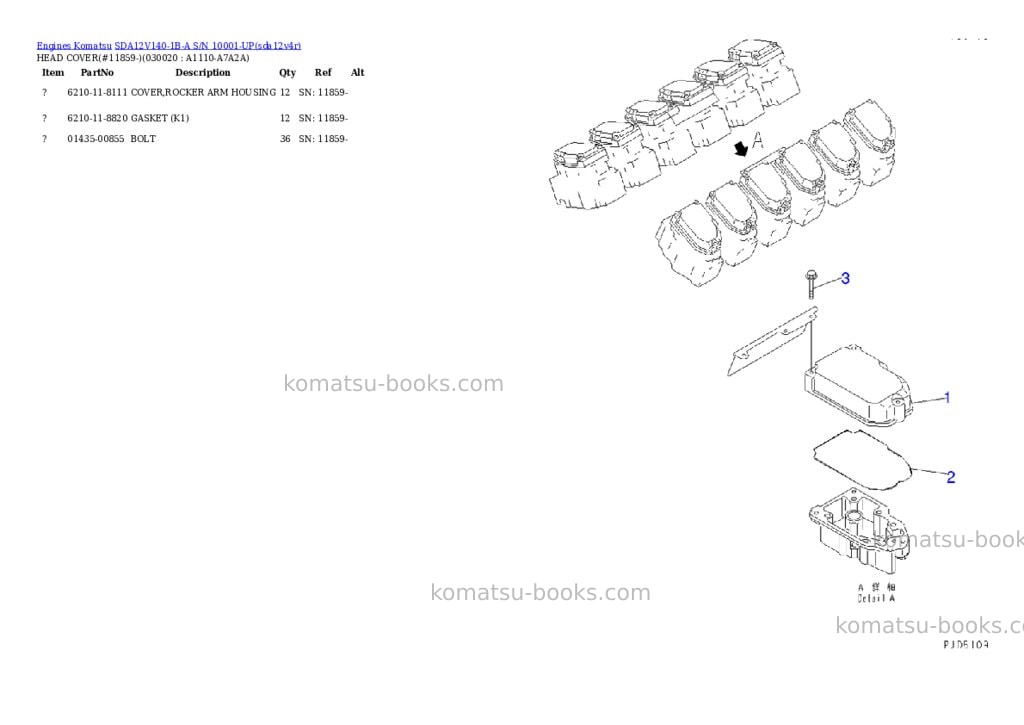 Komatsu sda12v140-1b-a s/n 10001-up Parts catalog cover Komatsu sda12v140-1b-a s/n 10001-up Parts catalog cover