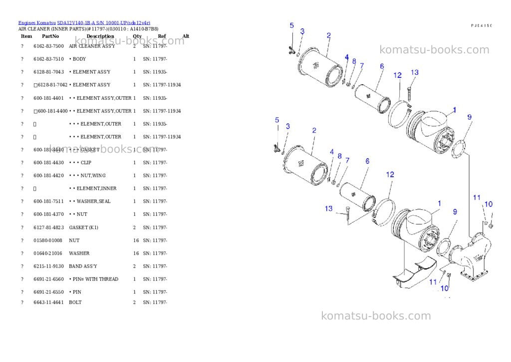 Komatsu sda12v140-1b-a s/n 10001-up Parts catalog cover Page 10 Komatsu sda12v140-1b-a s/n 10001-up Parts catalog cover Page 10