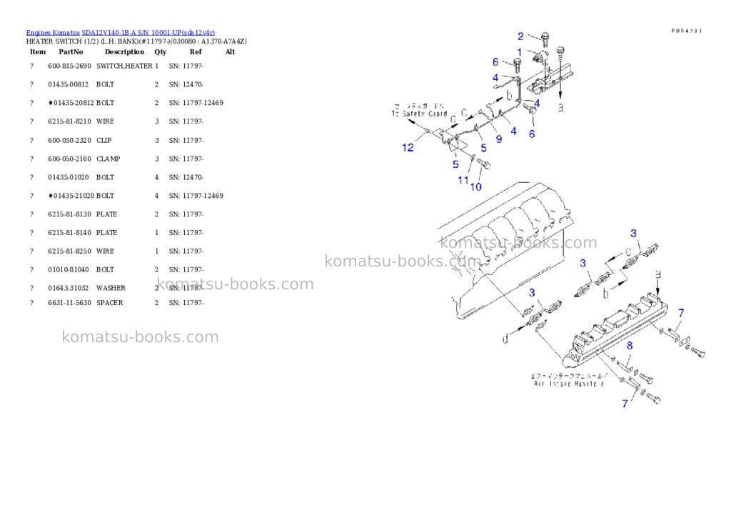 Komatsu sda12v140-1b-a s/n 10001-up Parts catalog cover Page 7 Komatsu sda12v140-1b-a s/n 10001-up Parts catalog cover Page 7