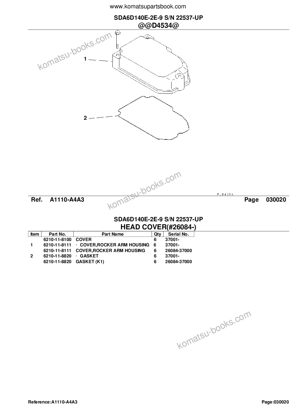 Komatsu sda6d140e-2e-9 s/n 22537-up Parts catalog cover Page 6 Komatsu sda6d140e-2e-9 s/n 22537-up Parts catalog cover Page 6
