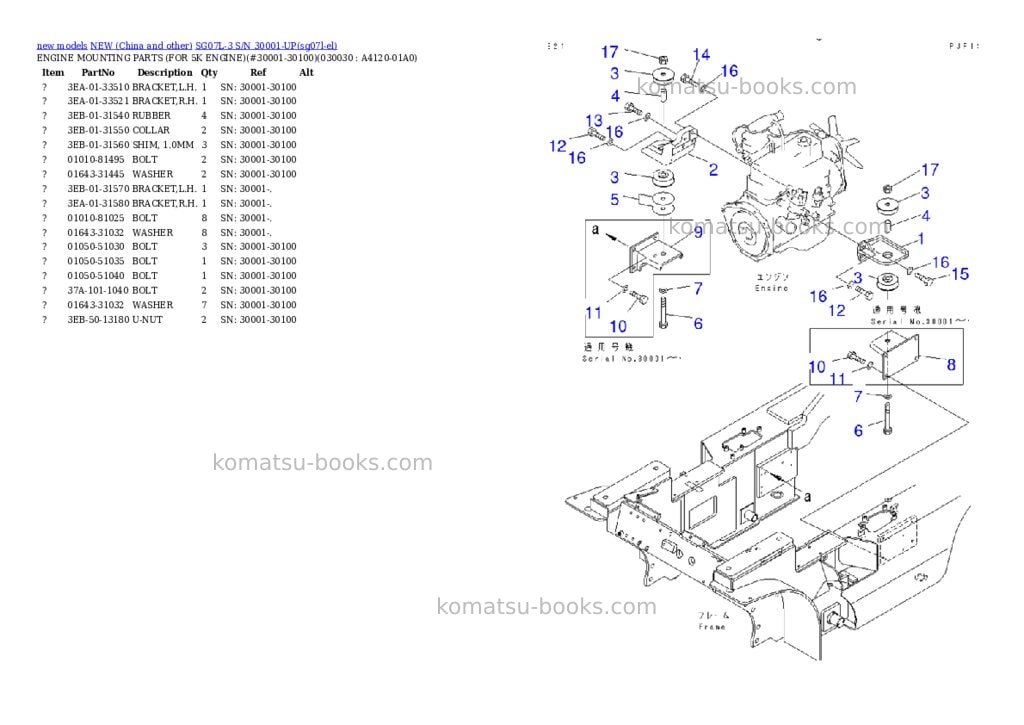Komatsu SG07L-3 S/N 30001-UP Parts catalog cover Page 2 Komatsu SG07L-3 S/N 30001-UP Parts catalog cover Page 2