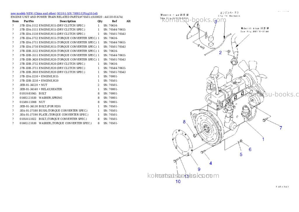 Komatsu SG10-5 S/N 70001-UP Parts catalog cover Komatsu SG10-5 S/N 70001-UP Parts catalog cover