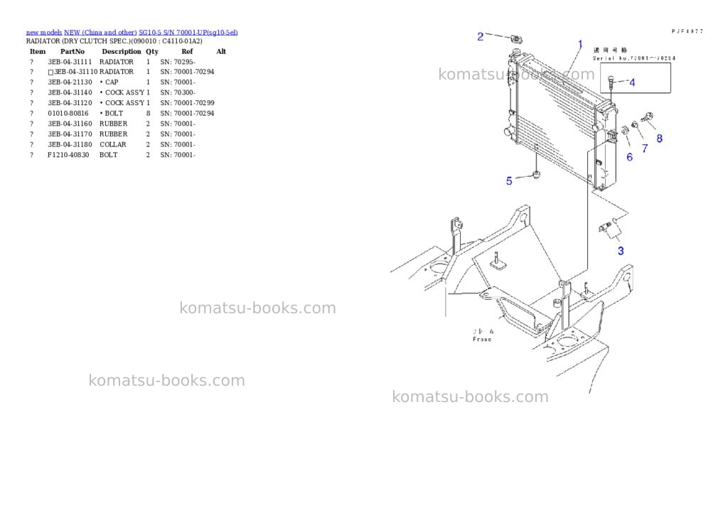 Komatsu SG10-5 S/N 70001-UP Parts catalog cover Page 10 Komatsu SG10-5 S/N 70001-UP Parts catalog cover Page 10