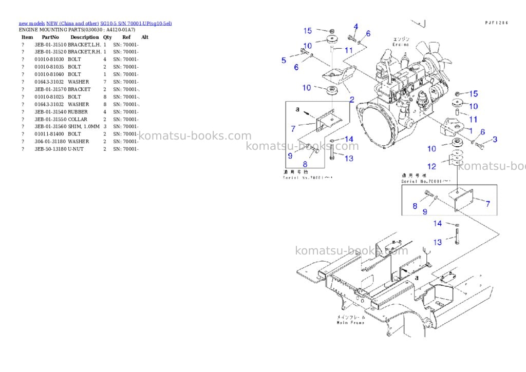 Komatsu SG10-5 S/N 70001-UP Parts catalog cover Page 2 Komatsu SG10-5 S/N 70001-UP Parts catalog cover Page 2