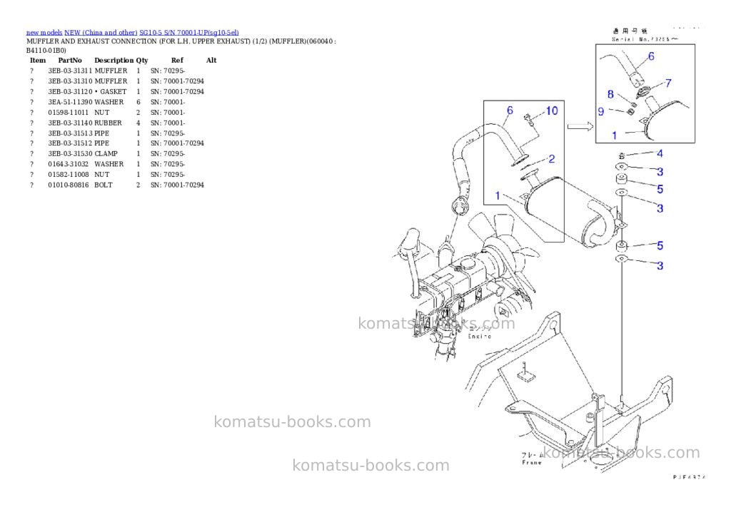 Komatsu SG10-5 S/N 70001-UP Parts catalog cover Page 8 Komatsu SG10-5 S/N 70001-UP Parts catalog cover Page 8