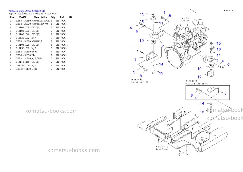 Komatsu sg10-5 s/n 70001-up Parts catalog cover Page 2 Komatsu sg10-5 s/n 70001-up Parts catalog cover Page 2
