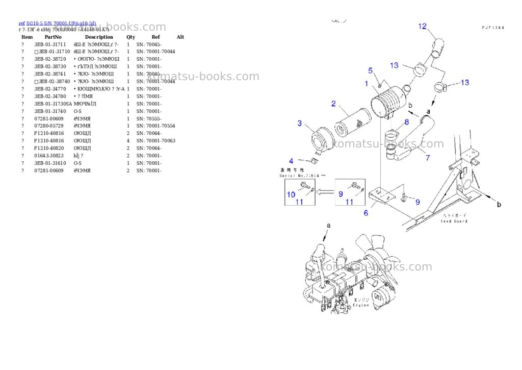 Komatsu sg10-5 s/n 70001-up Parts catalog cover Page 3 Komatsu sg10-5 s/n 70001-up Parts catalog cover Page 3