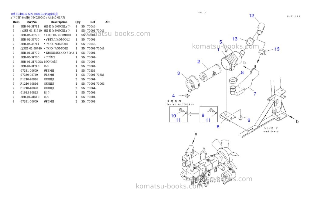 Komatsu sg10l-5 s/n 70001-up Parts catalog cover Page 3 Komatsu sg10l-5 s/n 70001-up Parts catalog cover Page 3