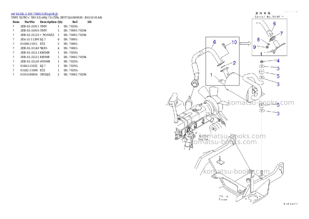 Komatsu sg10l-5 s/n 70001-up Parts catalog cover Page 6 Komatsu sg10l-5 s/n 70001-up Parts catalog cover Page 6