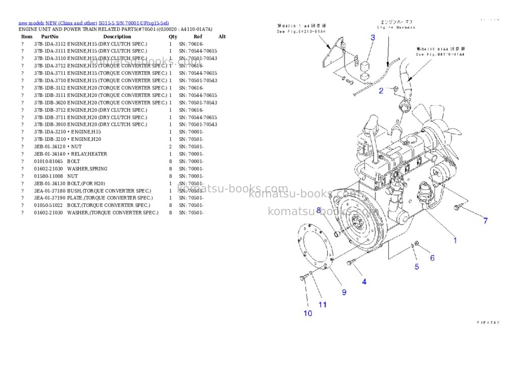 Komatsu SG15-5 S/N 70001-UP Parts catalog cover Komatsu SG15-5 S/N 70001-UP Parts catalog cover