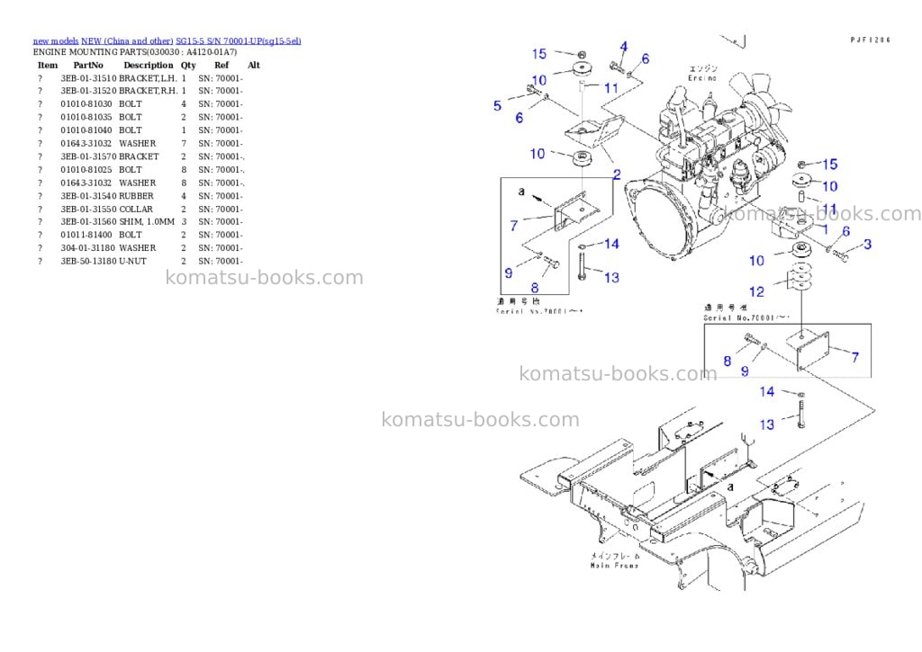 Komatsu SG15-5 S/N 70001-UP Parts catalog cover Page 2 Komatsu SG15-5 S/N 70001-UP Parts catalog cover Page 2