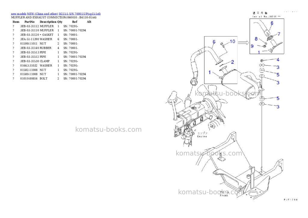 Komatsu SG15-5 S/N 70001-UP Parts catalog cover Page 5 Komatsu SG15-5 S/N 70001-UP Parts catalog cover Page 5