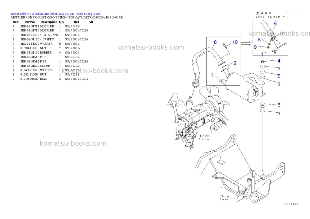 Komatsu SG15-5 S/N 70001-UP Parts catalog cover Page 6 Komatsu SG15-5 S/N 70001-UP Parts catalog cover Page 6