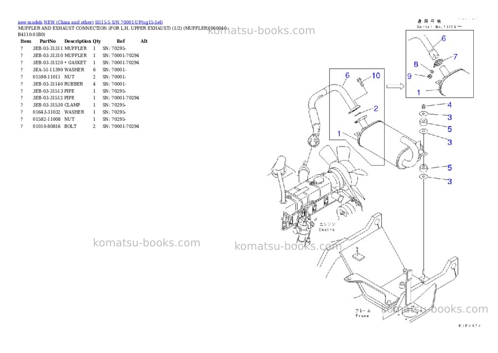 Komatsu SG15-5 S/N 70001-UP Parts catalog cover Page 8 Komatsu SG15-5 S/N 70001-UP Parts catalog cover Page 8