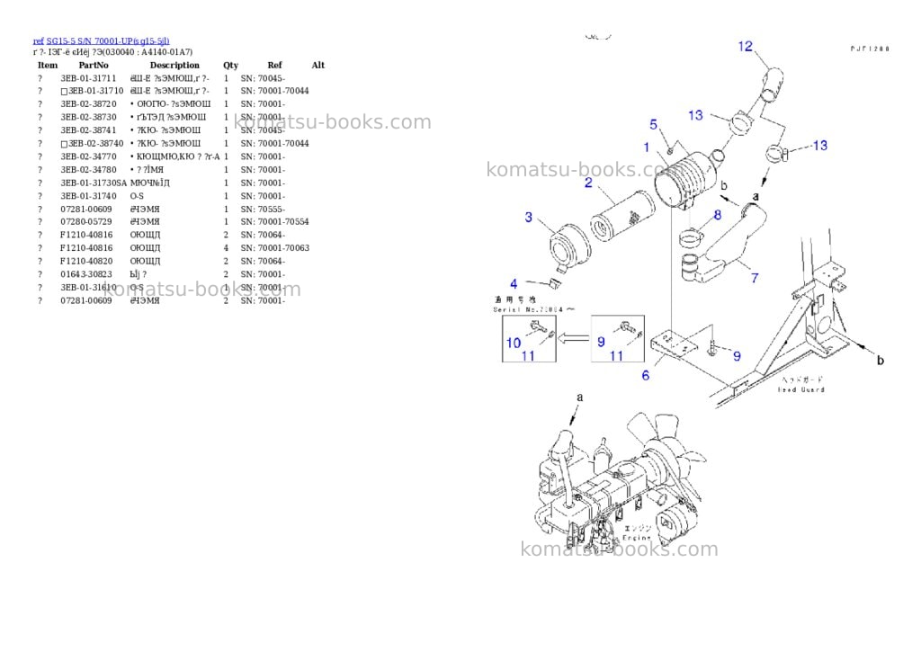 Komatsu sg15-5 s/n 70001-up Parts catalog cover Page 3 Komatsu sg15-5 s/n 70001-up Parts catalog cover Page 3