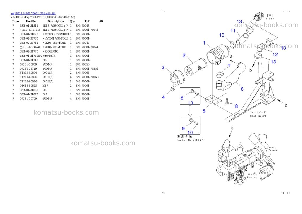 Komatsu sg15-5 s/n 70001-up Parts catalog cover Page 4 Komatsu sg15-5 s/n 70001-up Parts catalog cover Page 4