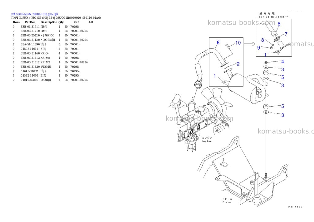 Komatsu sg15-5 s/n 70001-up Parts catalog cover Page 6 Komatsu sg15-5 s/n 70001-up Parts catalog cover Page 6
