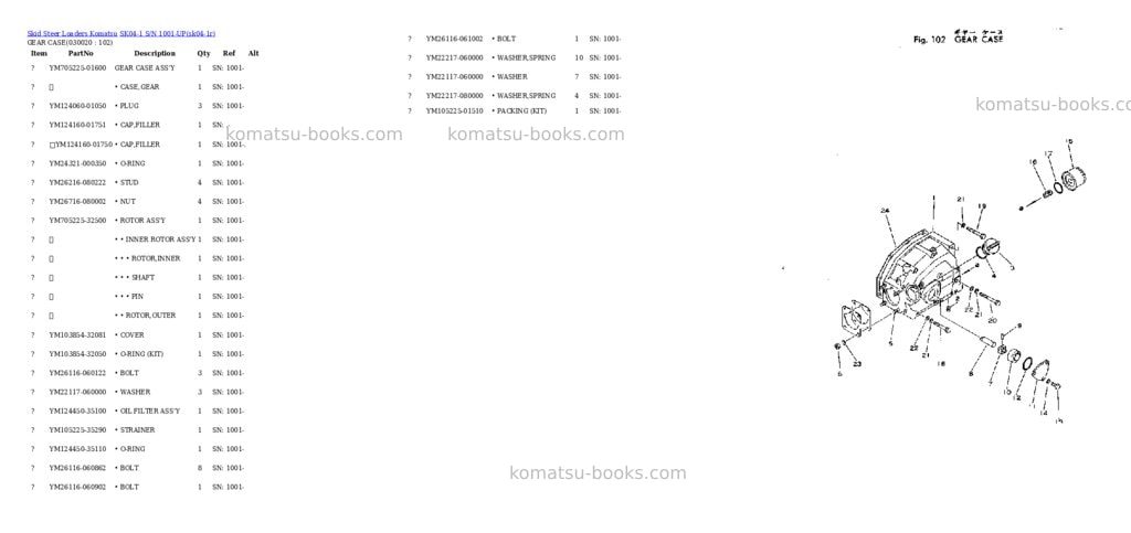 Komatsu sk04-1 s/n 1001-up Parts catalog cover Komatsu sk04-1 s/n 1001-up Parts catalog cover