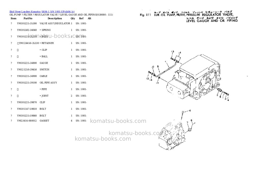 Komatsu sk04-1 s/n 1001-up Parts catalog cover Page 7 Komatsu sk04-1 s/n 1001-up Parts catalog cover Page 7