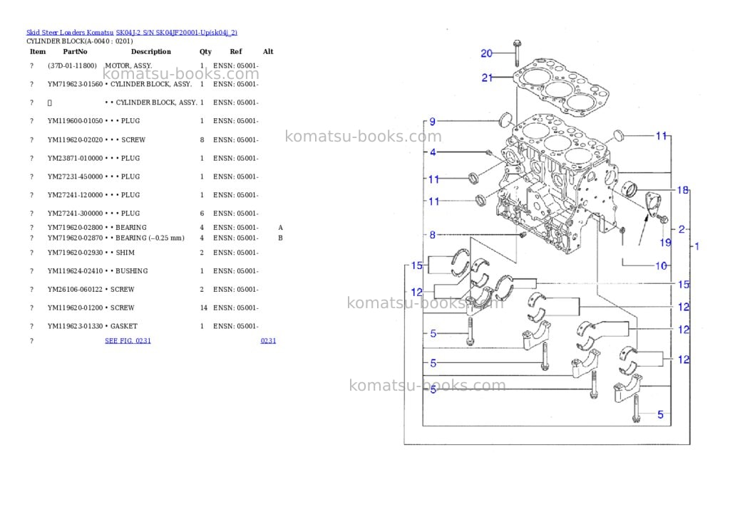 Komatsu sk04j-2 s/n sk04jf20001-up Parts catalog cover Page 3