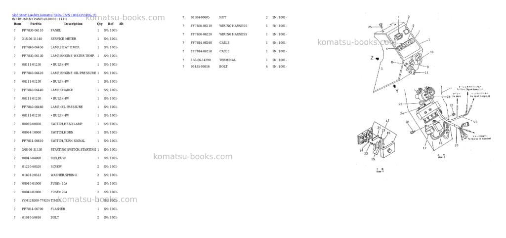 Komatsu SK05-1 S/N 1001-UP Parts catalog cover Page 6 Komatsu SK05-1 S/N 1001-UP Parts catalog cover Page 6