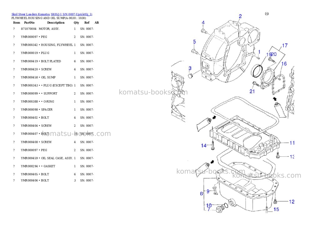 Komatsu sk05j-1 s/n 0007-up Parts catalog cover Page 2