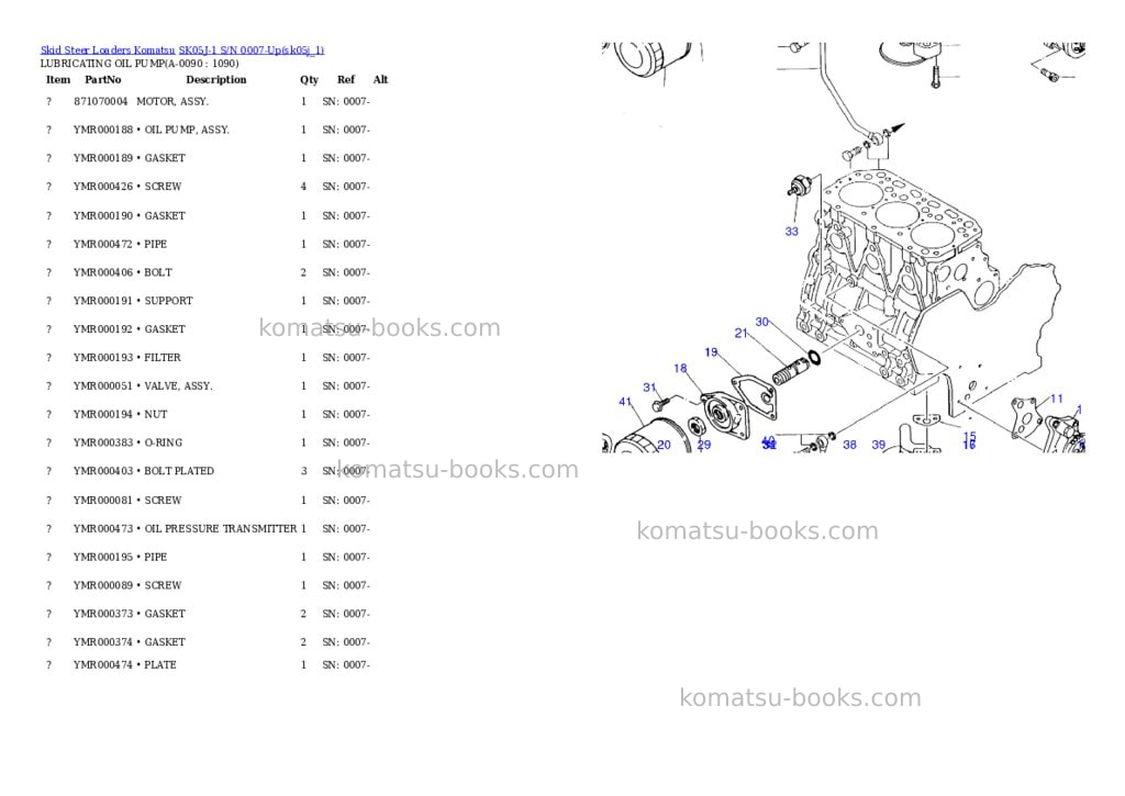 Komatsu sk05j-1 s/n 0007-up Parts catalog cover Page 8