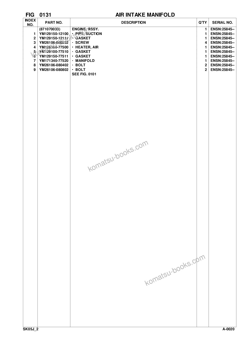 Komatsu sk05j-2 s/n sk05jf20001-up Parts catalog cover Page 6
